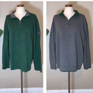 Reversible Polo Ralph Lauren Quarter Zip Pullover, Hunter Green & Gray, Size XL